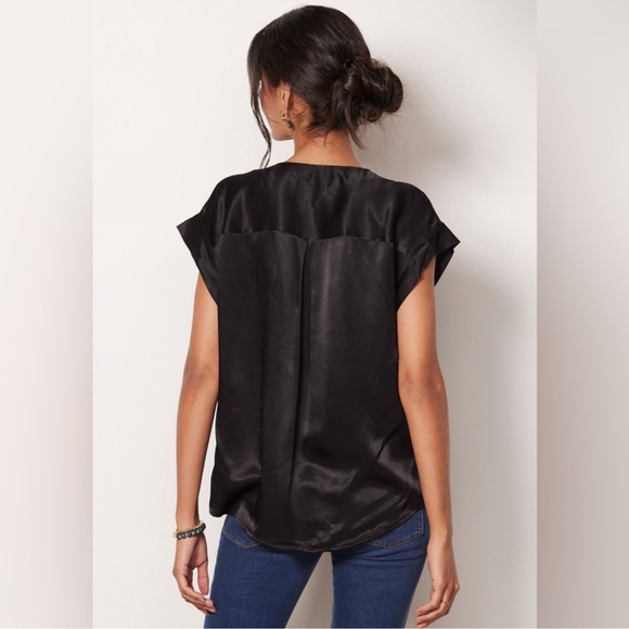 Rails Black Nala Satin oversized v neck dress top size small - Picture 2 of 16